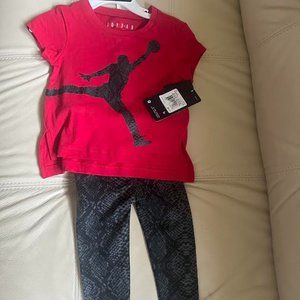 Jordan Babies' Air Toddler 2-piece Set In Black/Red 05B307-023 NEW with TAGS